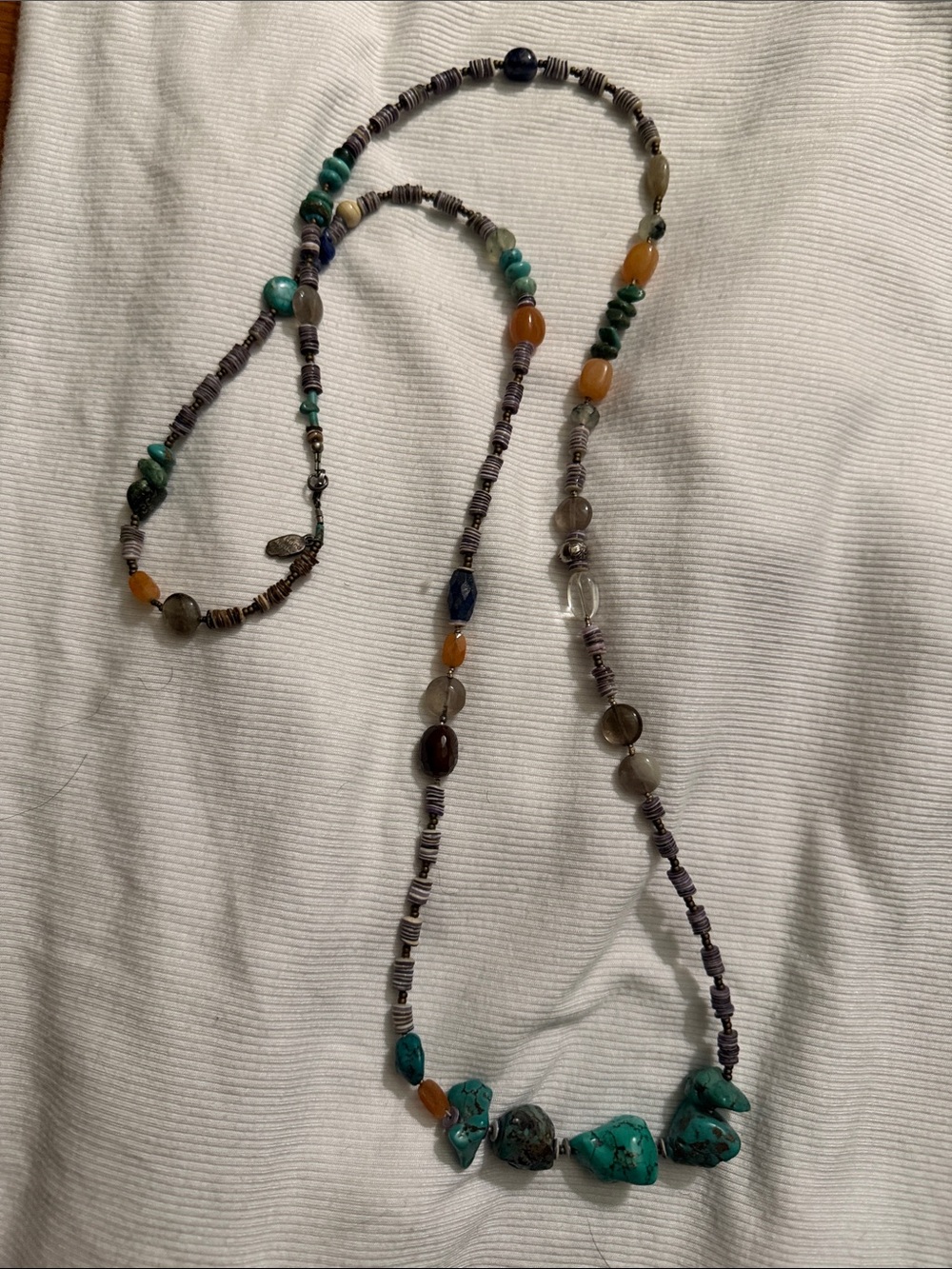 Turquoise Chip Bead Necklace with Multicolor Accents